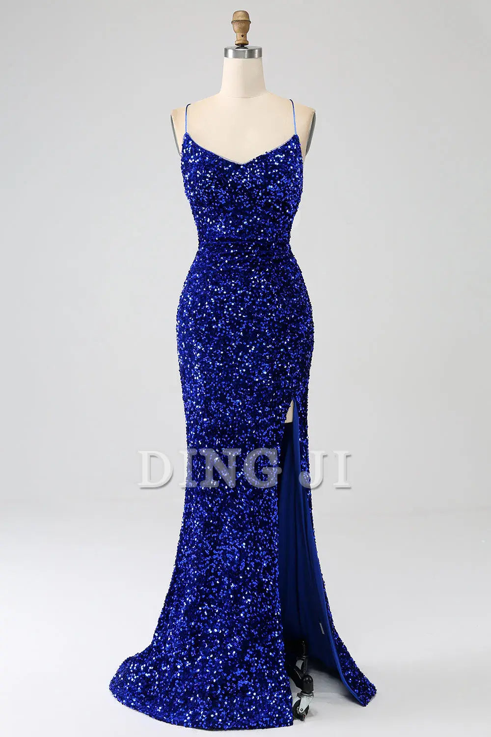 DingJiDress Prom Dress V-Neck Mermaid Cultivate oneself Spaghetti Straps Sequin Side Fork Long Formal Women's Dresses Wedding Guests Dresses