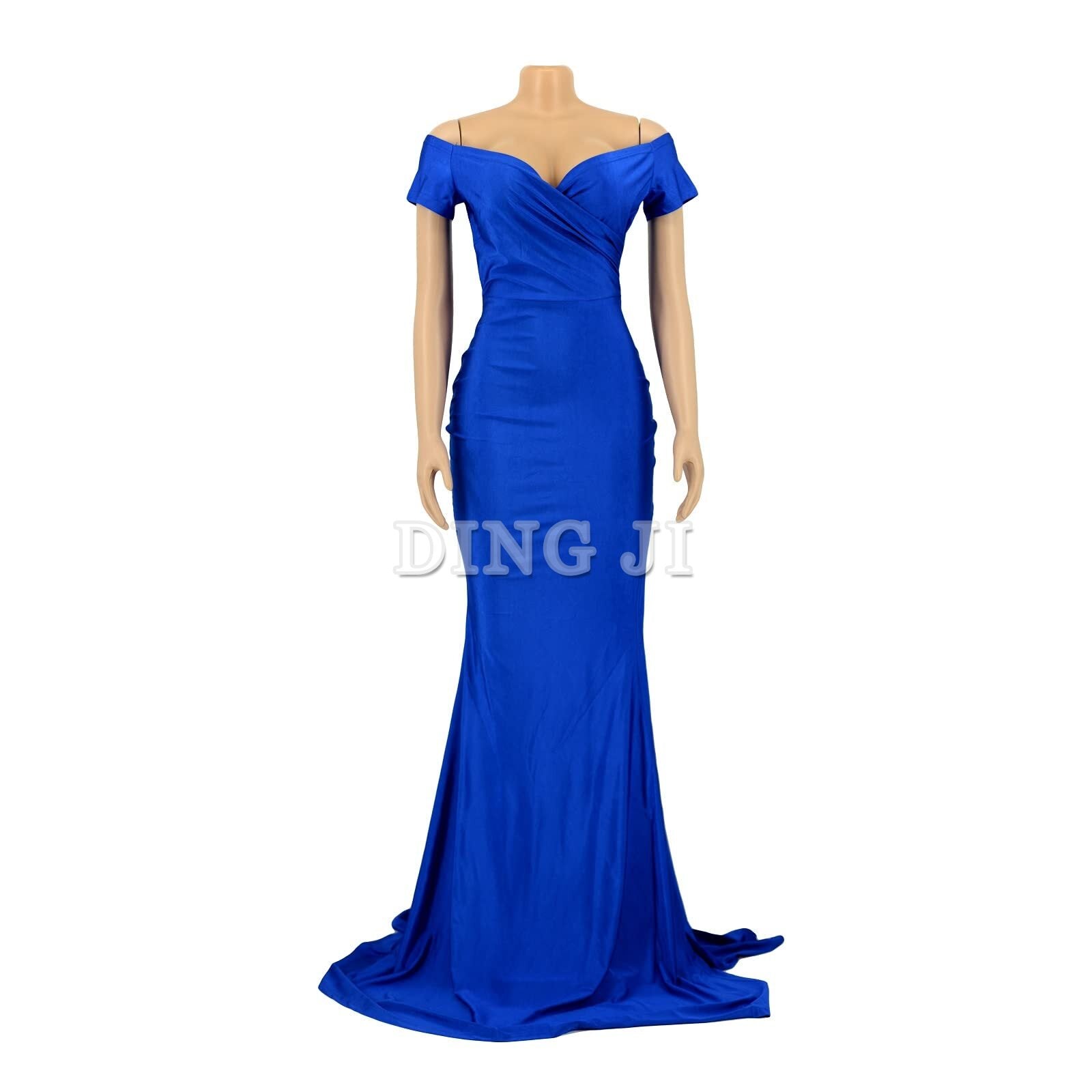 DingJiDress Prom Dress V Neck Sexy Party Maxi Dress Short Sleeve Off Shoulder Wrap Side Split Bodycon Evening Dress Formal Wear Dresses Wedding Guests Dresses