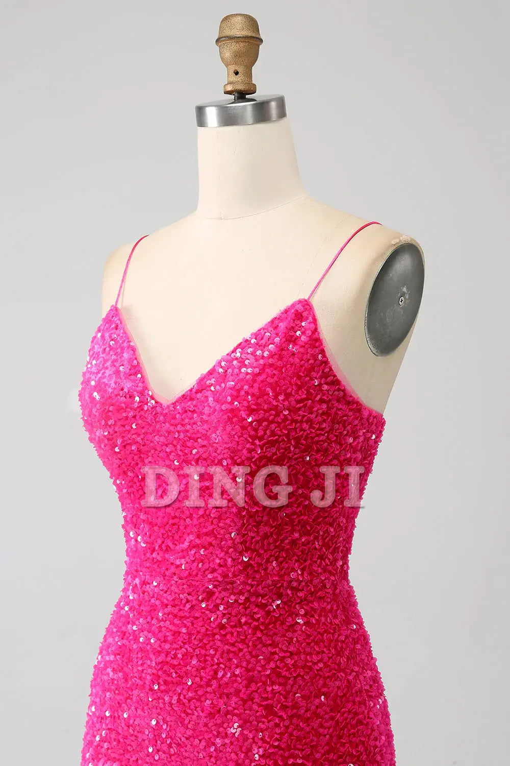 DingJiDress Prom Dress V-Neck Mermaid Cultivate oneself Spaghetti Straps Sequin Side Fork Long Formal Women's Dresses Wedding Guests Dresses