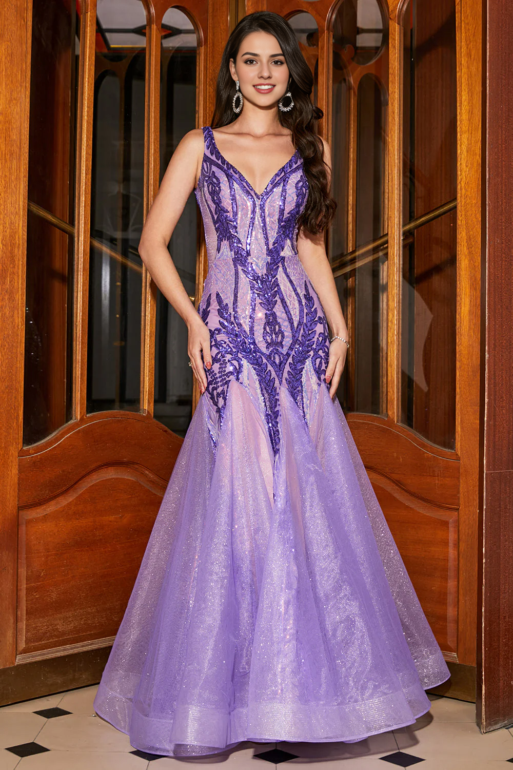 DingJiDress High Quality Dress Evening Dress Stunning Mermaid V Neck Sequins With Open Back Long Prom Dress