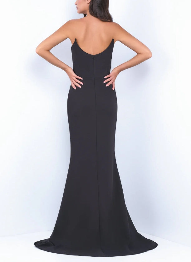 DingJiDress New Pattern Wedding Guest Dress Front Back Scoop Neckline Sleek Fitted Silhouette Floor-Length Black Formal Dress Evening Dress