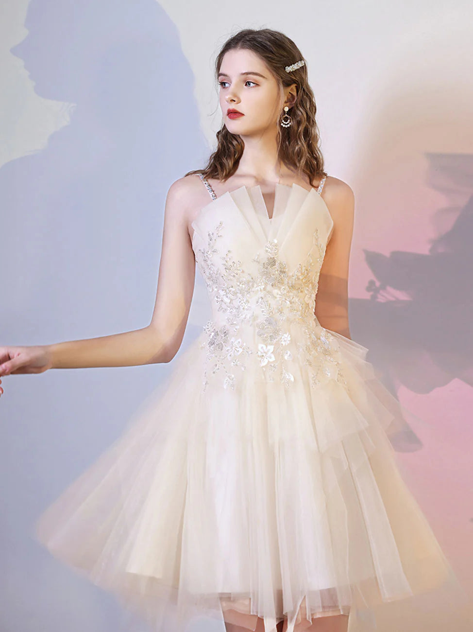 Champagne Mini/Short Prom Dresses Champagne Homecoming Dresses