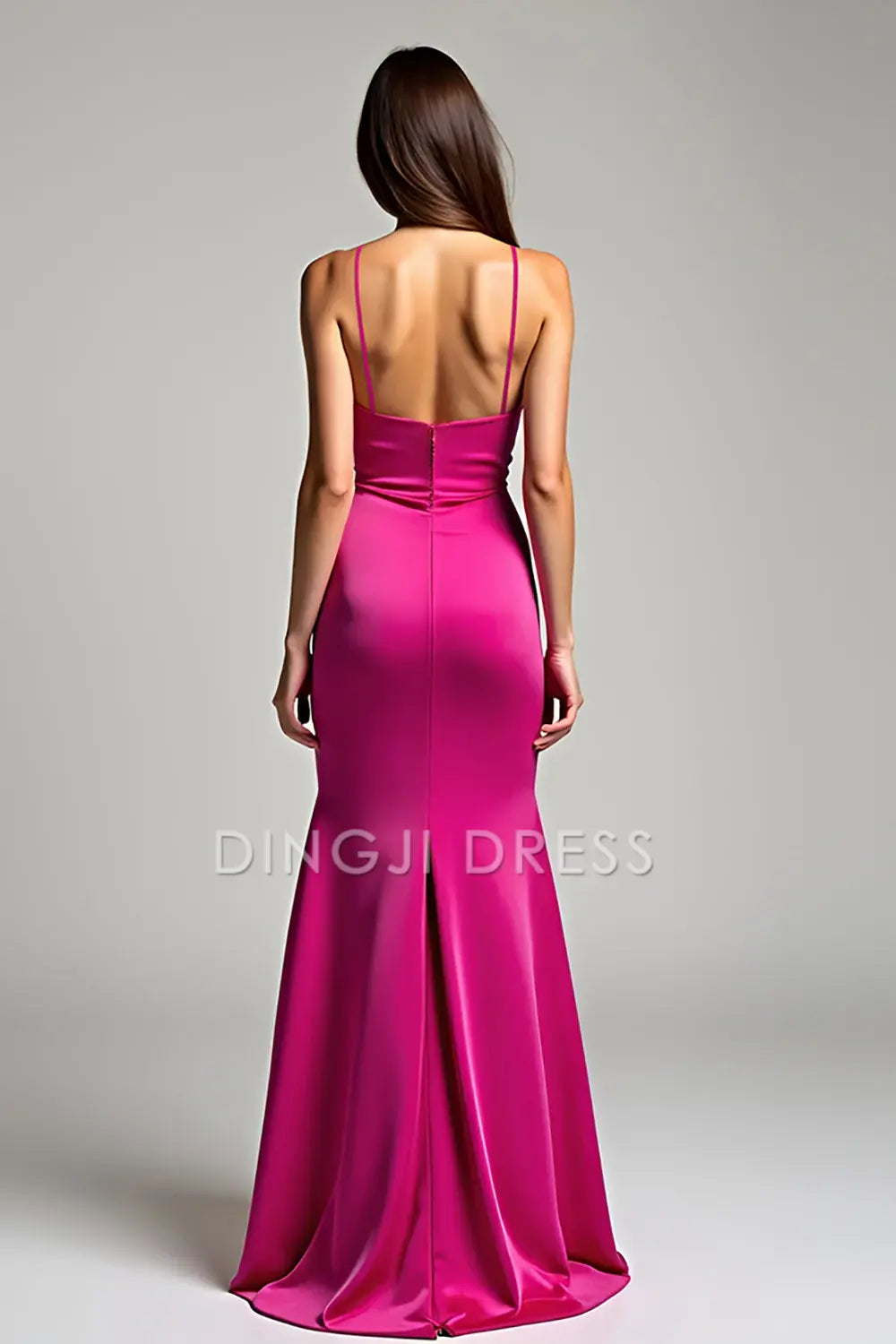 DingJiDress High Quality Dress Charming Sheath V Neck Spaghetti Strap Backless Long With Slit Fashion Prom Dress