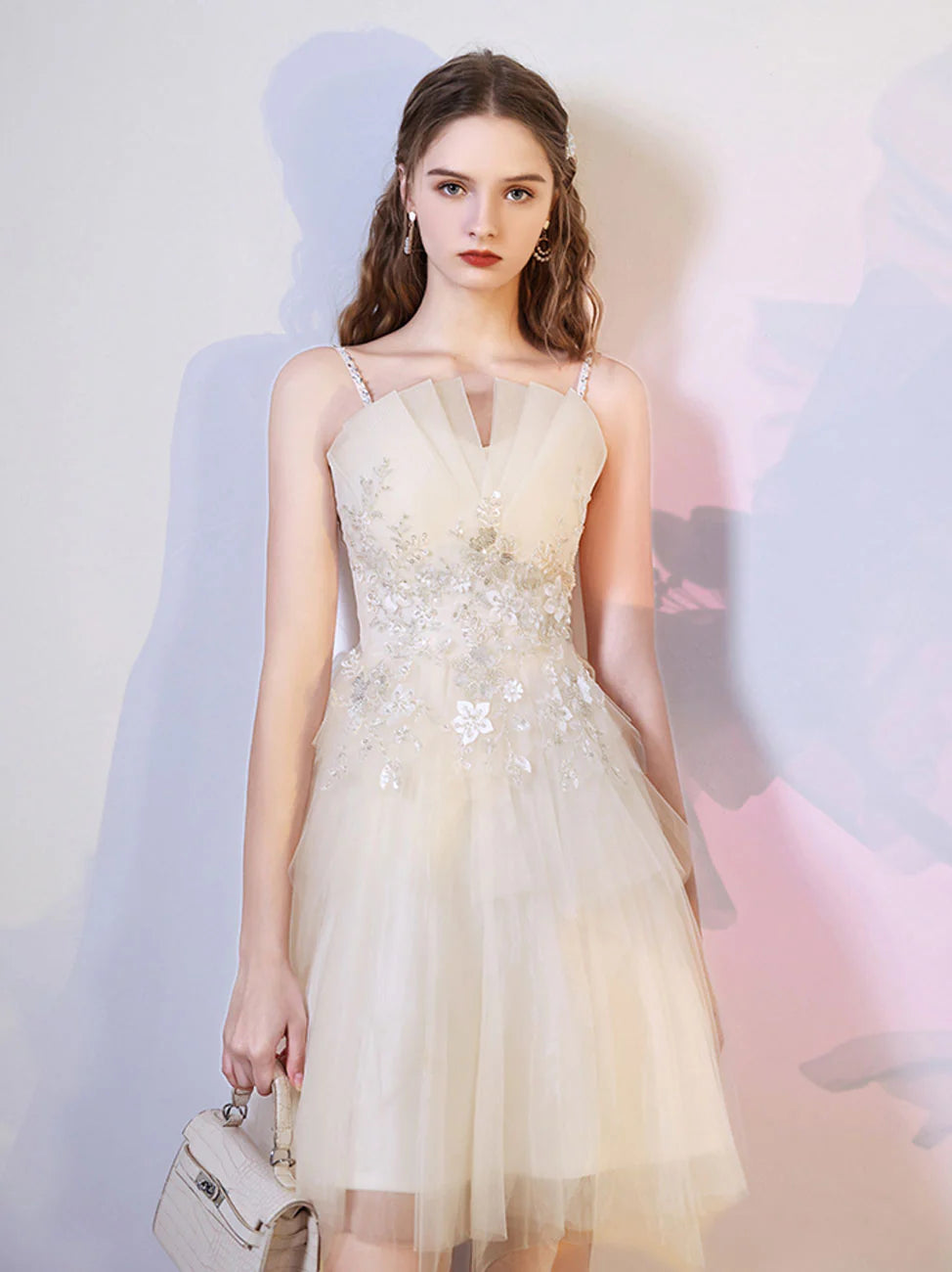 Champagne Mini/Short Prom Dresses Champagne Homecoming Dresses