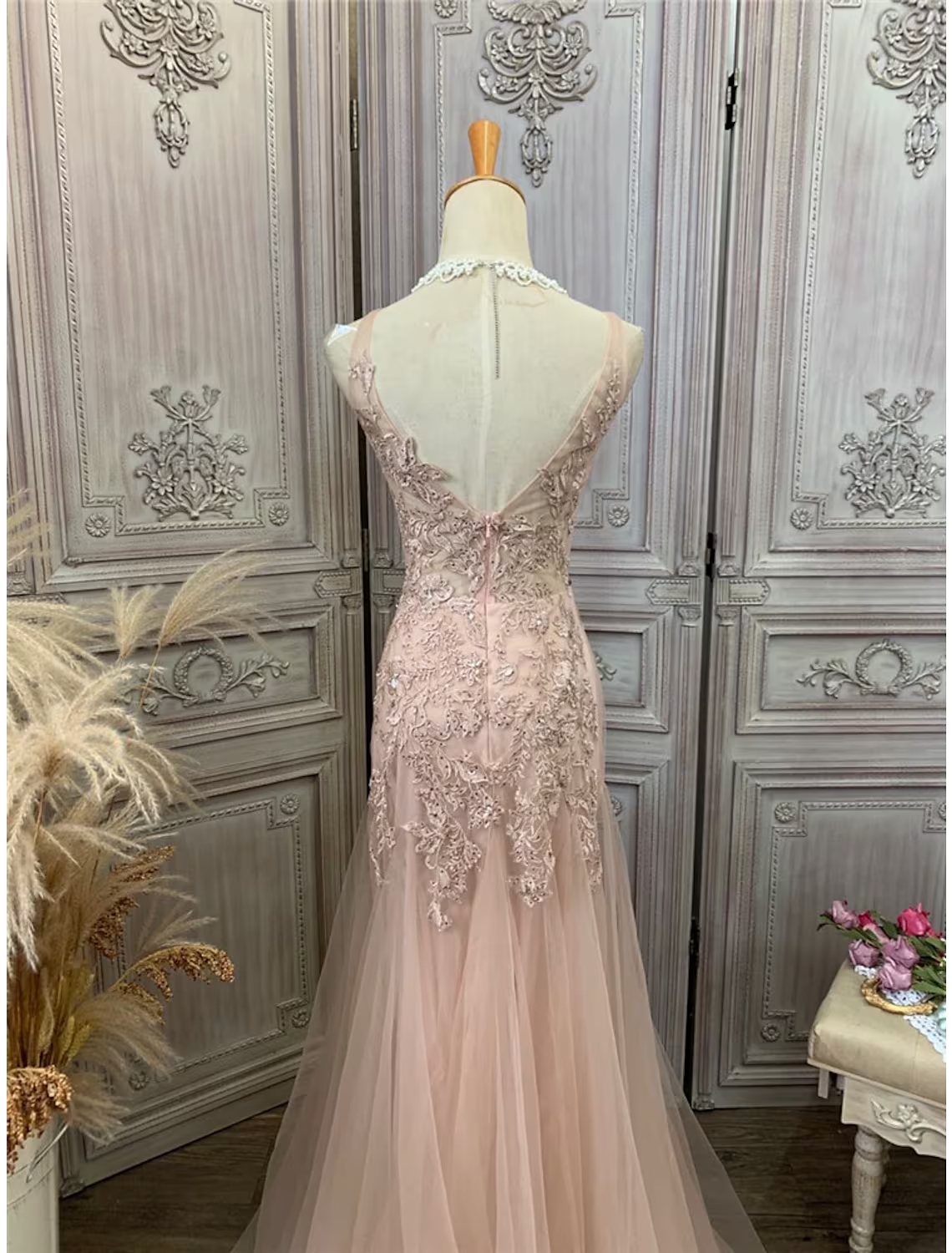 Prom Dresses Dress Party Wear Sleeveless V Neck Tulle with Appliques