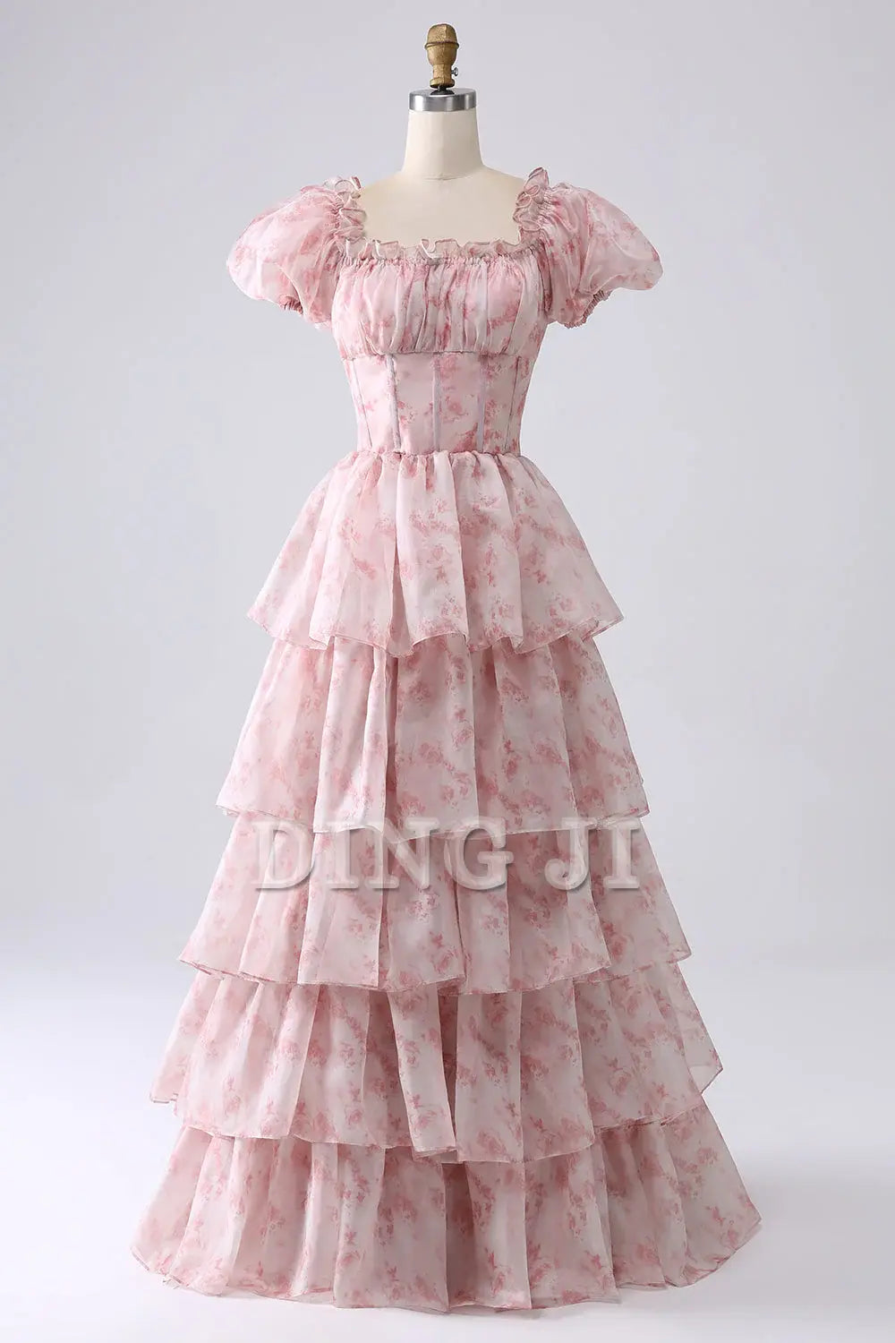 DingJiDress Prom Dress A-Line Off Shoulder Tiered Corset Puff Sleeves Romantic Formal Women's Dresses Wedding Guests Dresses