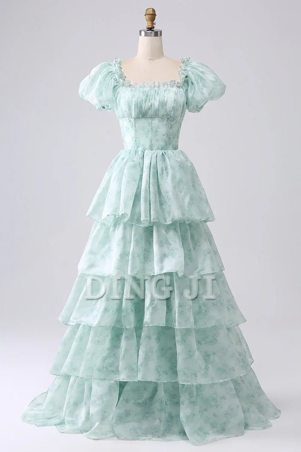 DingJiDress Prom Dress A-Line Off Shoulder Tiered Corset Puff Sleeves Romantic Formal Women's Dresses Wedding Guests Dresses
