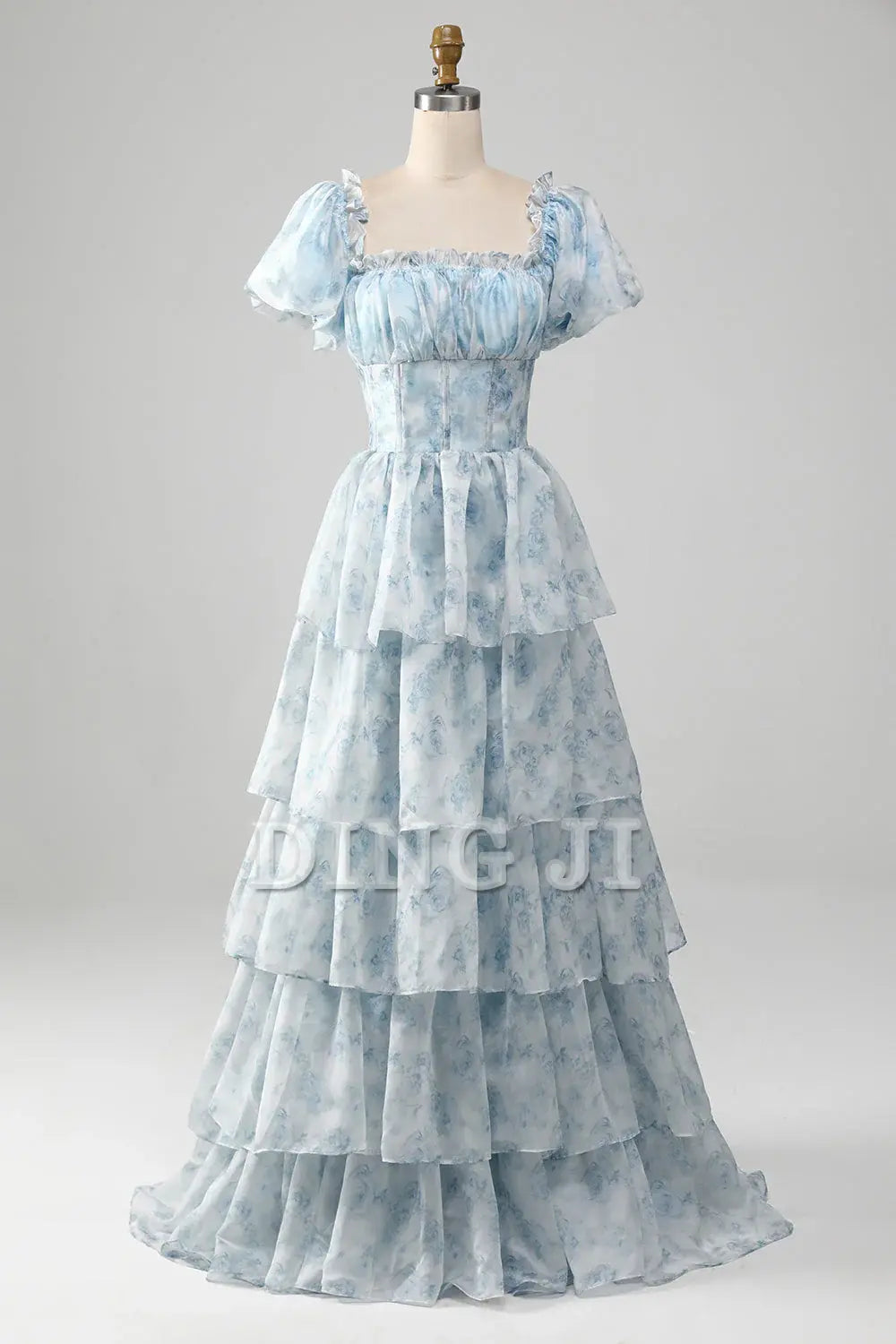 DingJiDress Prom Dress A-Line Off Shoulder Tiered Corset Puff Sleeves Romantic Formal Women's Dresses Wedding Guests Dresses