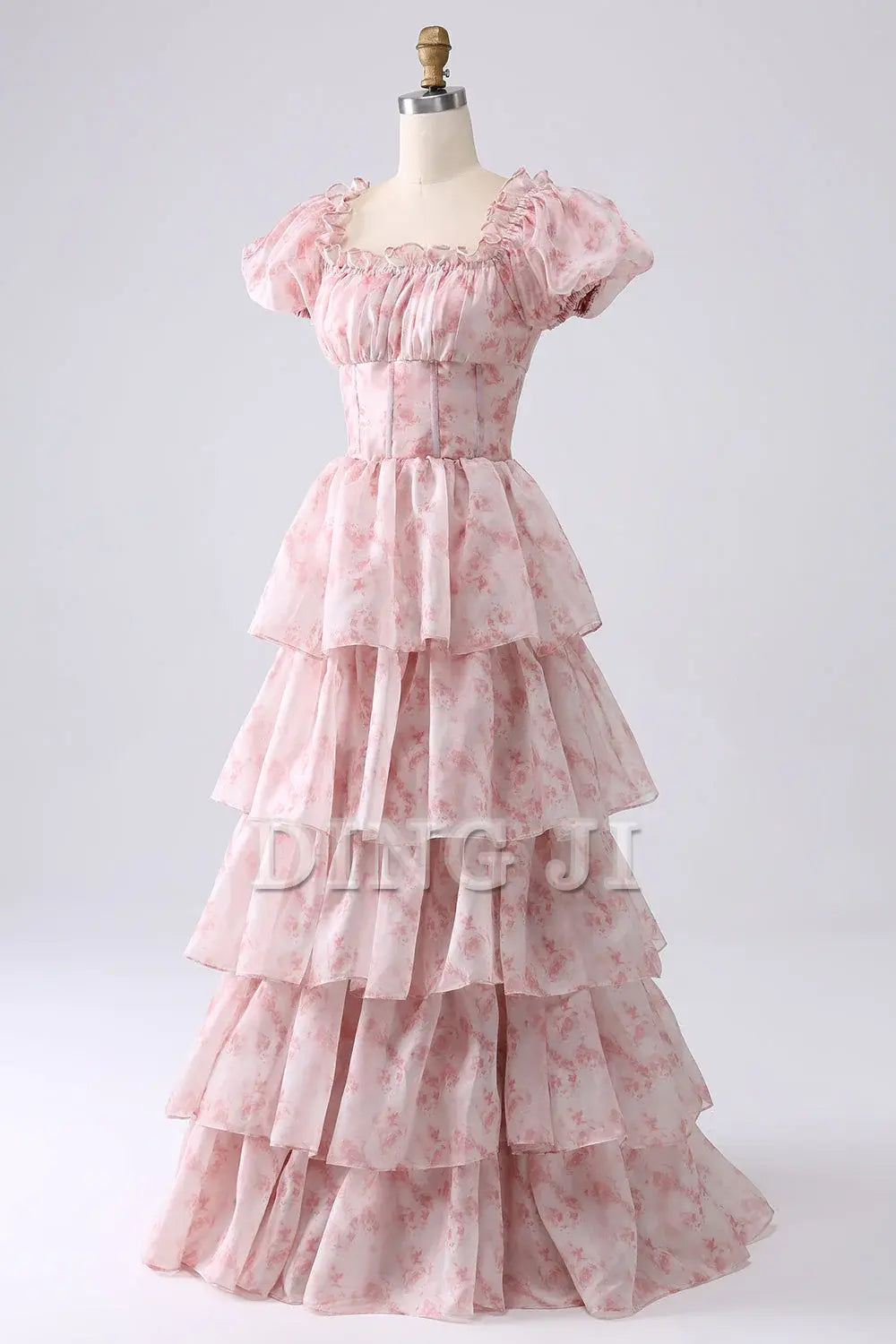 DingJiDress Prom Dress A-Line Off Shoulder Tiered Corset Puff Sleeves Romantic Formal Women's Dresses Wedding Guests Dresses