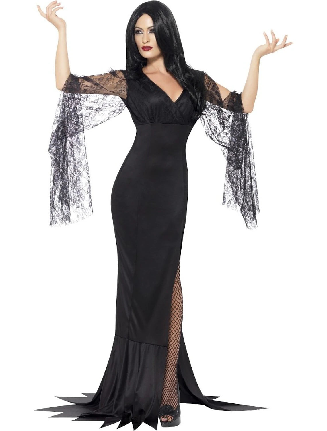 Addams family Witch Morticia Addams Walpurgis Night Dress Adults' Women's Punk & Gothic Party / Evening Easy Carnival Costume