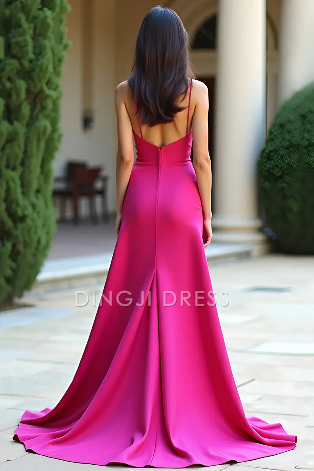 DingJiDress High Quality Dress Elegant Sheath Spaghetti Straps Square Neck Backless Long With Slit Prom Dress