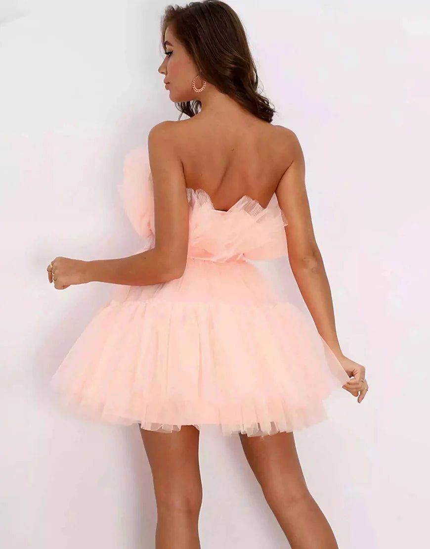 Black A Line Strapless Sleeveless Homecoming Dress