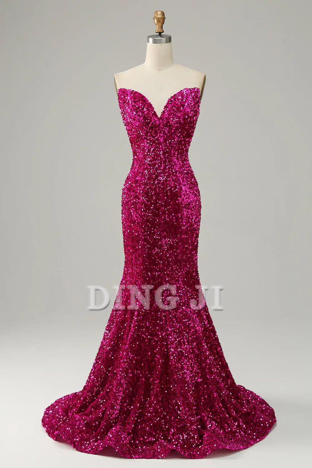 DingJiDress Prom Dress Mermaid Cultivate oneself Sweetheart Neck Sequined Sweep Train Formal Women's Dresses Wedding Guests Dresses