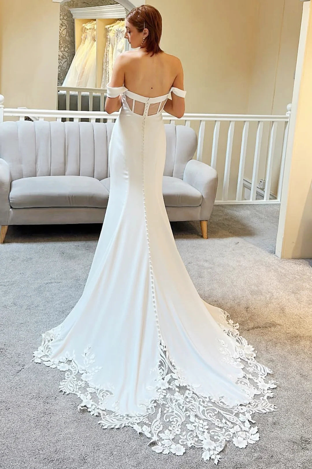 White Off-the-Shoulder Mermaid Long Bridal Gown