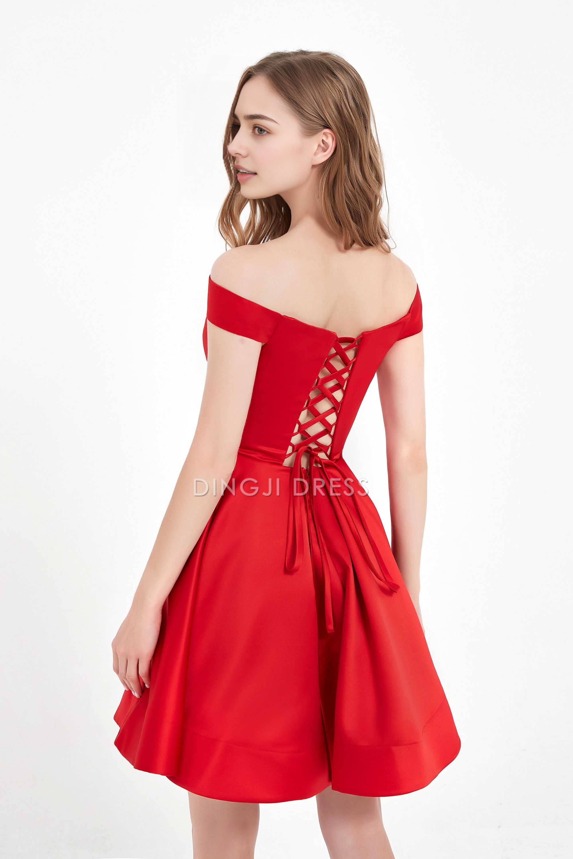 DingJiDress Hot Sale Homecoming Dress Fashion Elegant A Line Off The Shoulder Sweetheart Simple Temperament Short Dress