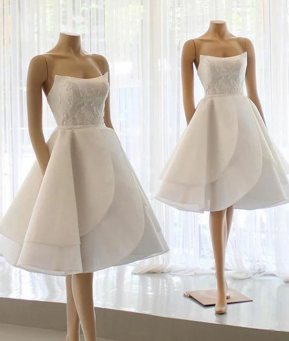 White Short Ball Dress Back to School Graduation Dress