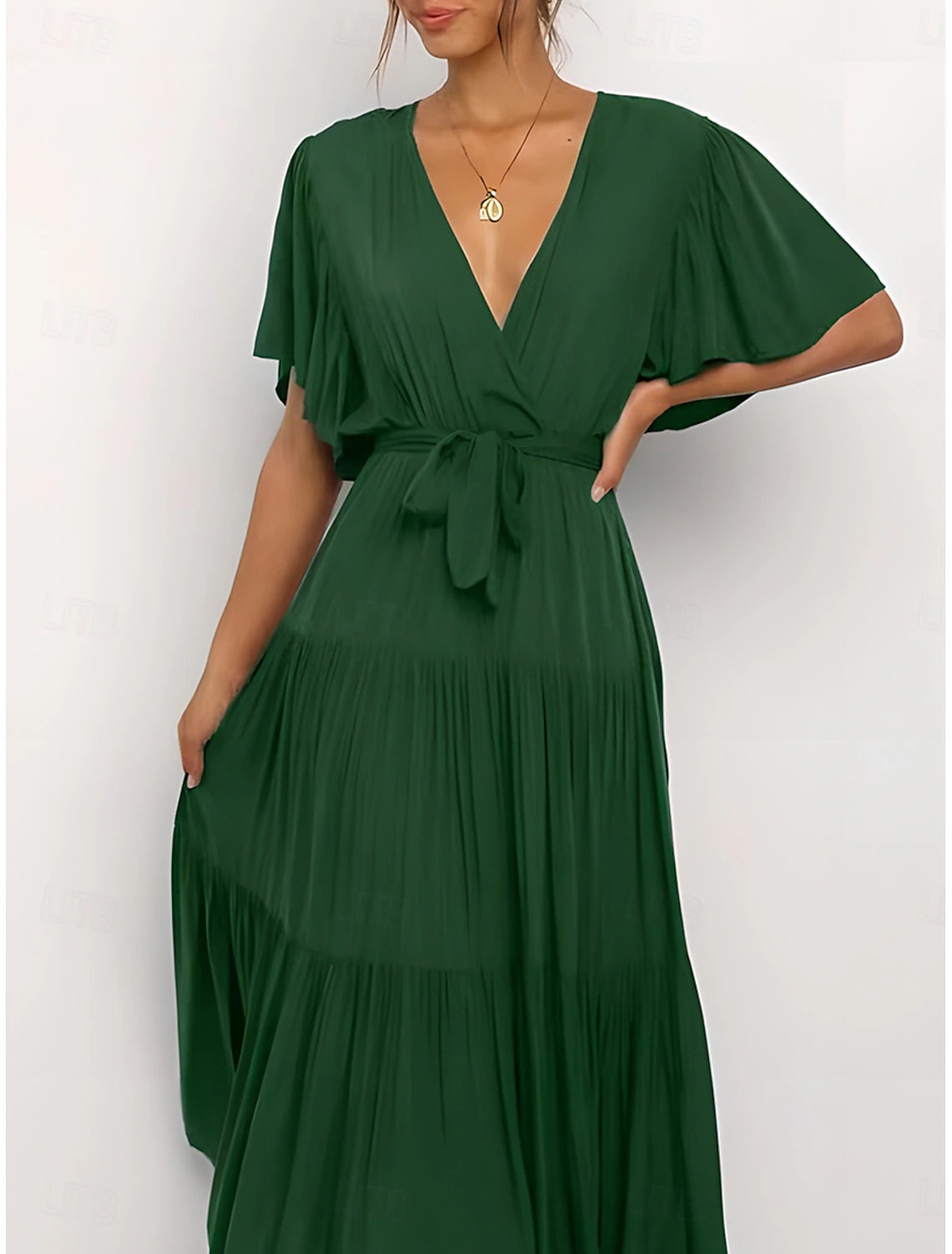 Women's Graduation Dress Maxi Dress Solid Color A Line Dress Summer Dress Party Classic Semi Formal Vacation Party Work Form Fit Graphic Plain Short Sleeve V Neck Black Pink Green Dark Blue