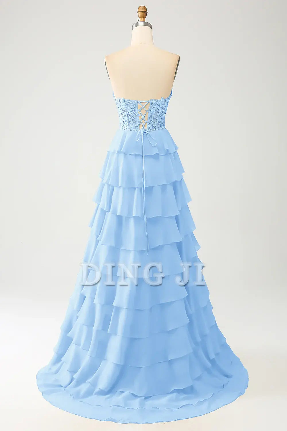 DingJiDress Prom Dress A-Line Off Shoulder Sweetheart Tiered Lace Corset Long Formal Women's Dresses Wedding Guests Dresses