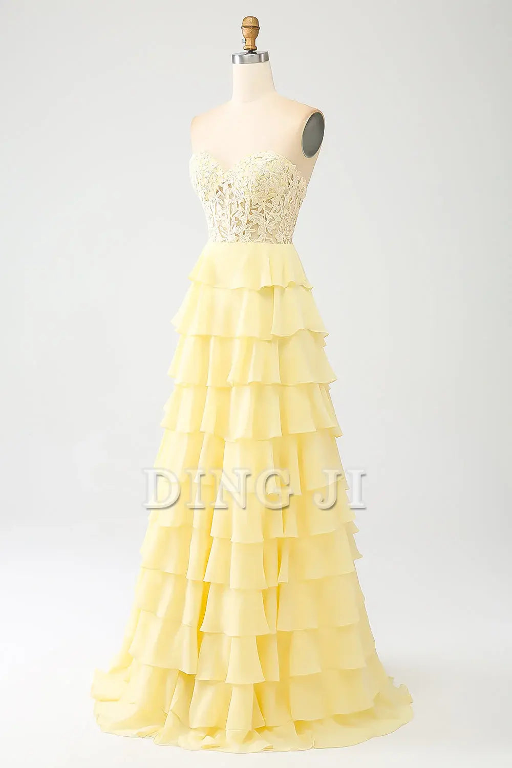 DingJiDress Prom Dress A-Line Off Shoulder Sweetheart Tiered Lace Corset Long Formal Women's Dresses Wedding Guests Dresses