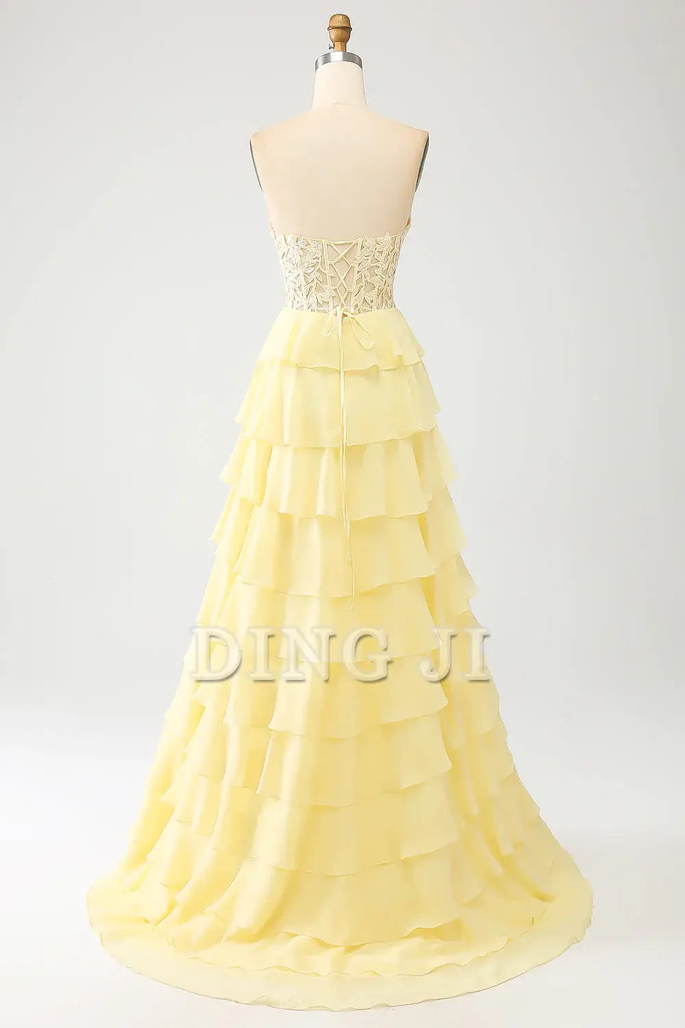 DingJiDress Prom Dress A-Line Off Shoulder Sweetheart Tiered Lace Corset Long Formal Women's Dresses Wedding Guests Dresses