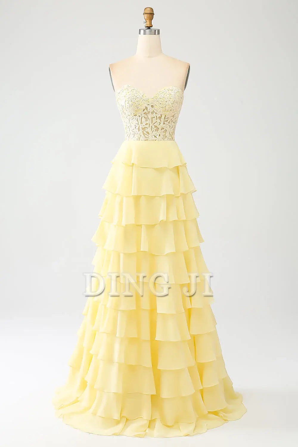 DingJiDress Prom Dress A-Line Off Shoulder Sweetheart Tiered Lace Corset Long Formal Women's Dresses Wedding Guests Dresses