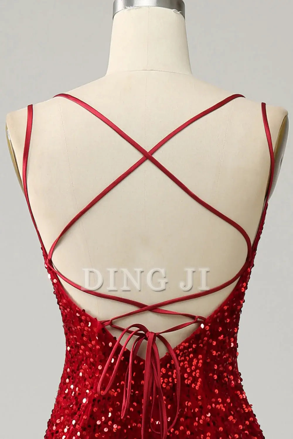 DingJiDress Prom Dress Sparkly Mermaid Spaghetti Straps Backless with Fringes Gorgeous Train Formal Women's Dresses Wedding Guests Dresses