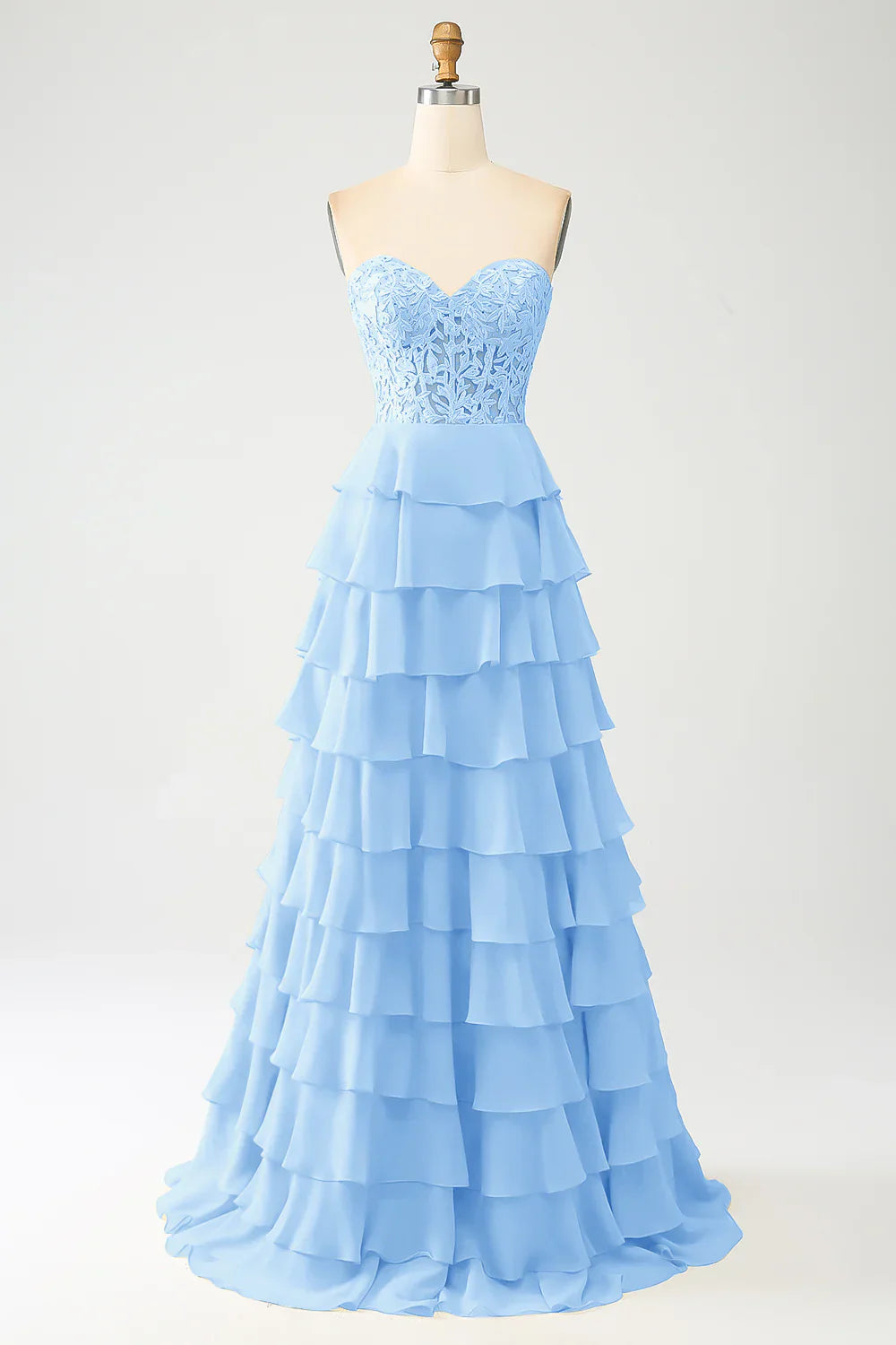 DingJiDress Prom Dress A-Line Off Shoulder Sweetheart Tiered Lace Corset Long Formal Women's Dresses Wedding Guests Dresses