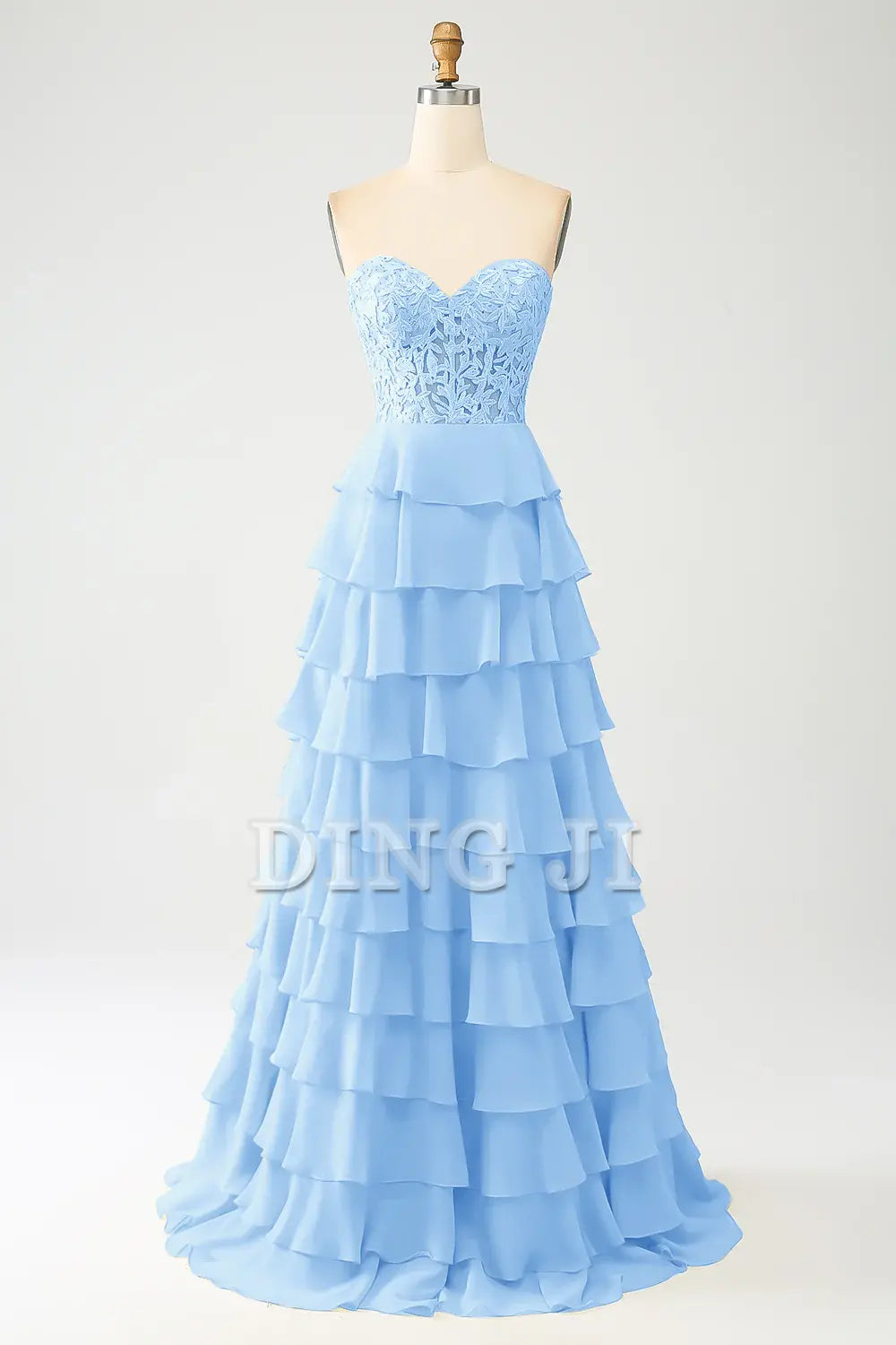 DingJiDress Prom Dress A-Line Off Shoulder Sweetheart Tiered Lace Corset Long Formal Women's Dresses Wedding Guests Dresses