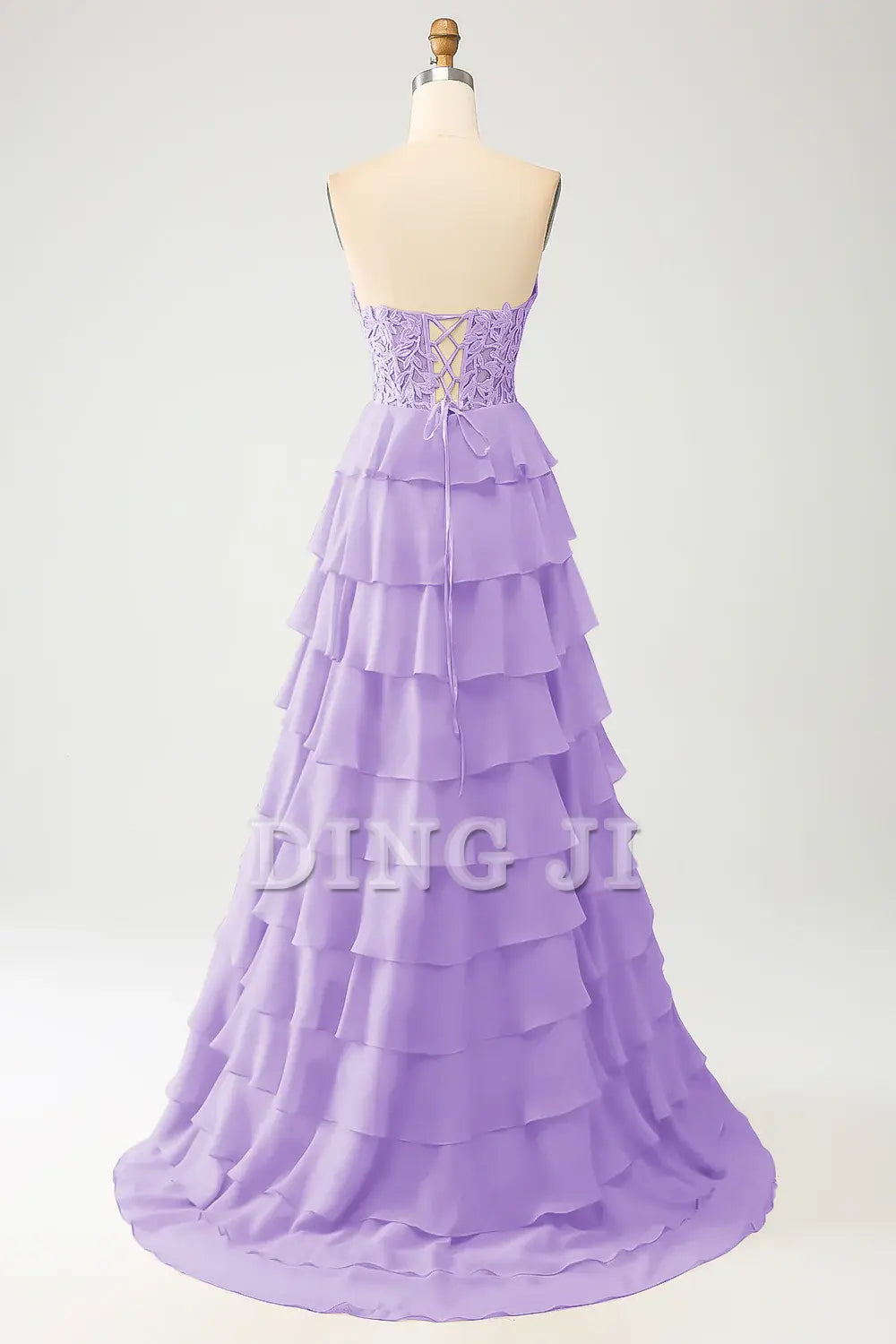 DingJiDress Prom Dress A-Line Off Shoulder Sweetheart Tiered Lace Corset Long Formal Women's Dresses Wedding Guests Dresses