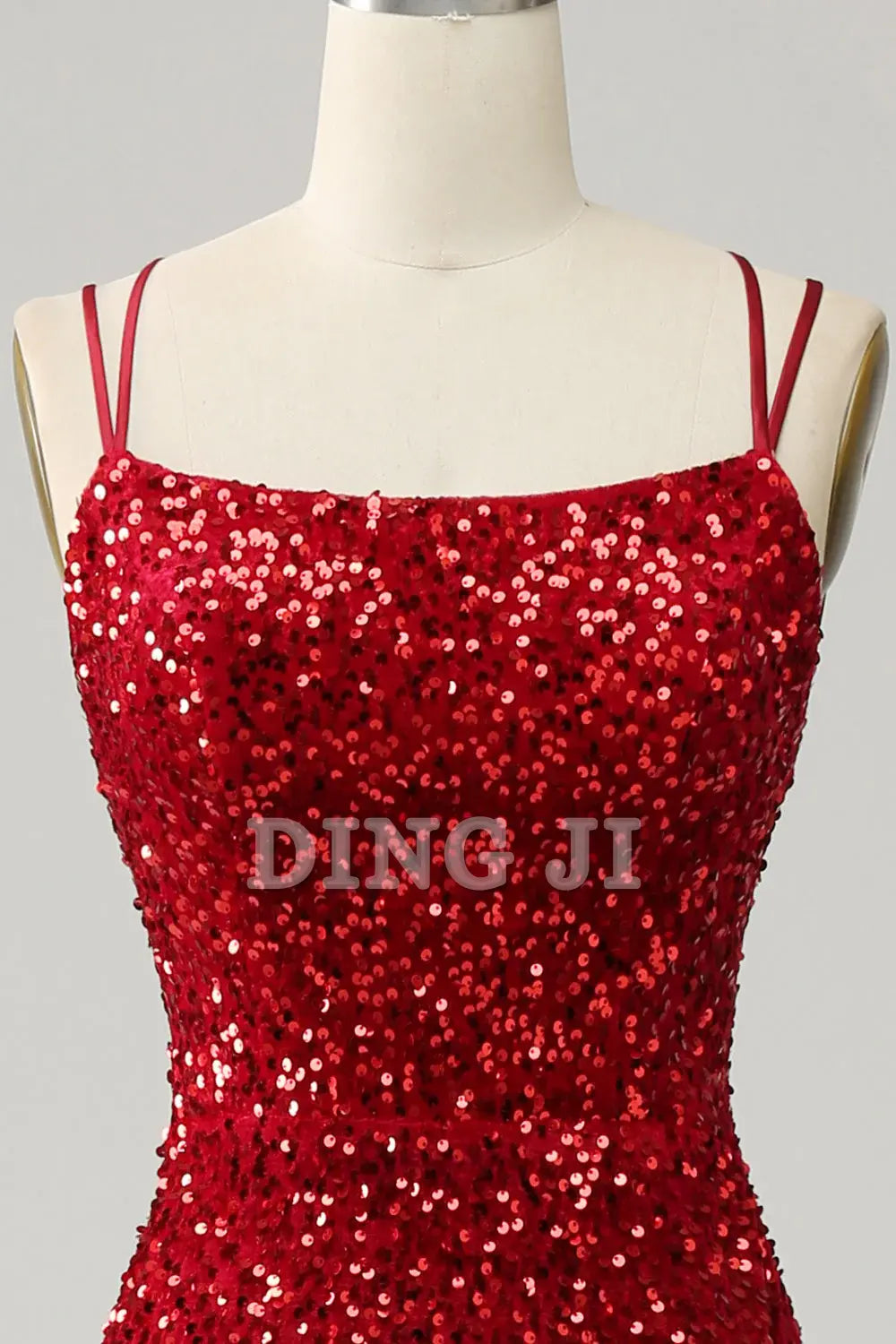 DingJiDress Prom Dress Sparkly Mermaid Spaghetti Straps Backless with Fringes Gorgeous Train Formal Women's Dresses Wedding Guests Dresses