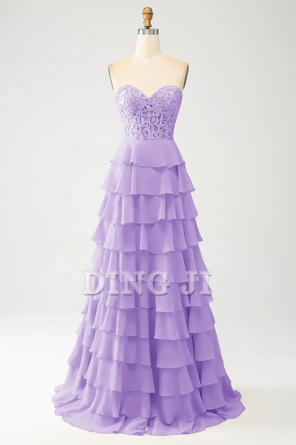 DingJiDress Prom Dress A-Line Off Shoulder Sweetheart Tiered Lace Corset Long Formal Women's Dresses Wedding Guests Dresses