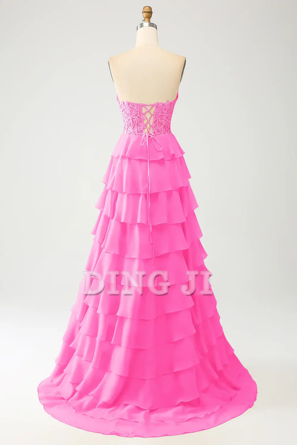 DingJiDress Prom Dress A-Line Off Shoulder Sweetheart Tiered Lace Corset Long Formal Women's Dresses Wedding Guests Dresses