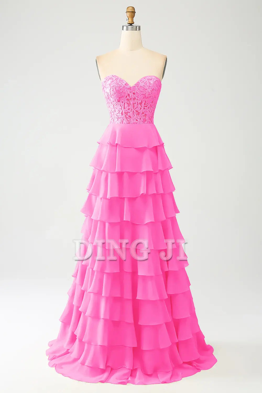 DingJiDress Prom Dress A-Line Off Shoulder Sweetheart Tiered Lace Corset Long Formal Women's Dresses Wedding Guests Dresses