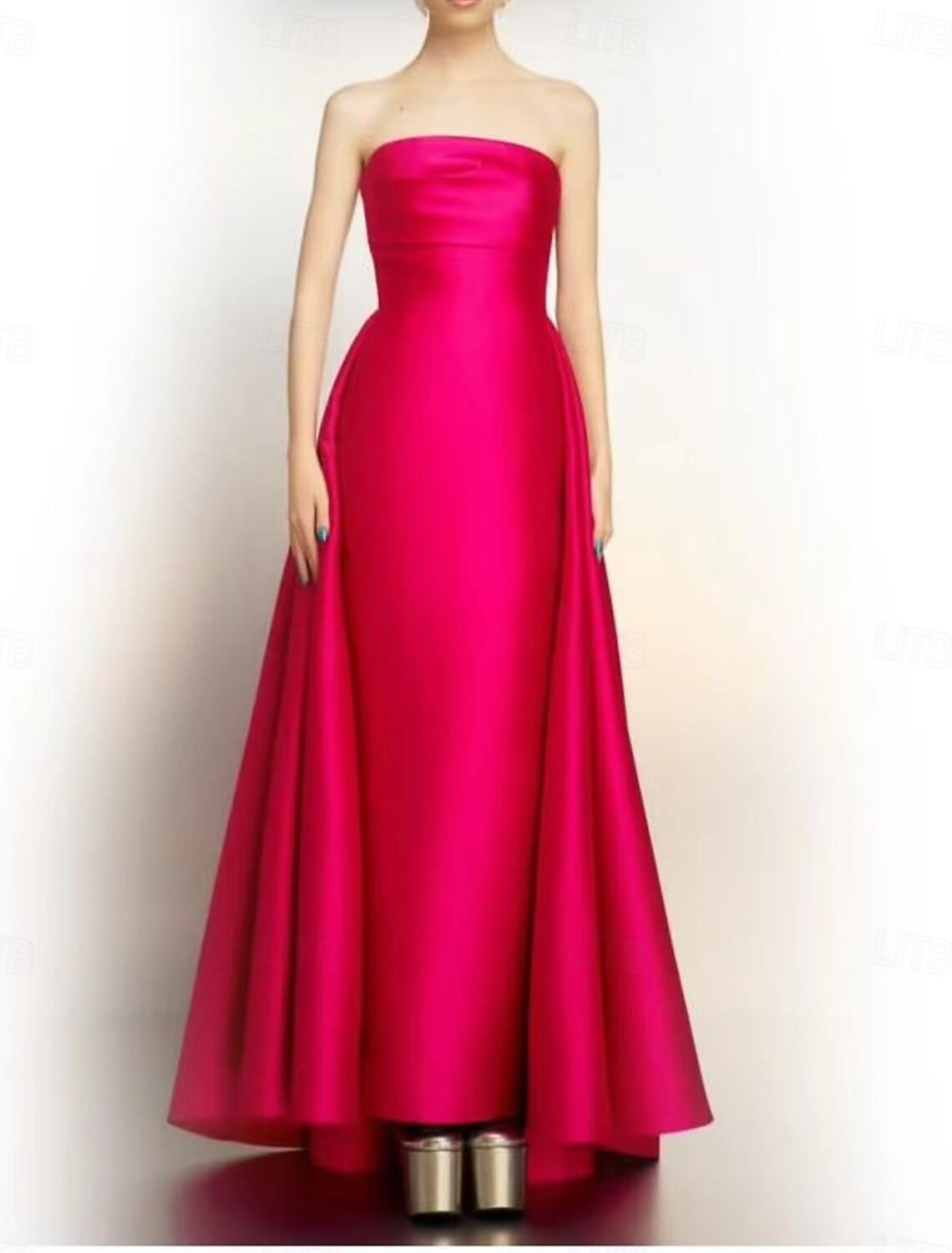 A-Line Sheath / Column Evening Gown Party Dress Evening Party Prom Floor Length Sleeveless Strapless Pocket Cotton Backless with Pocket