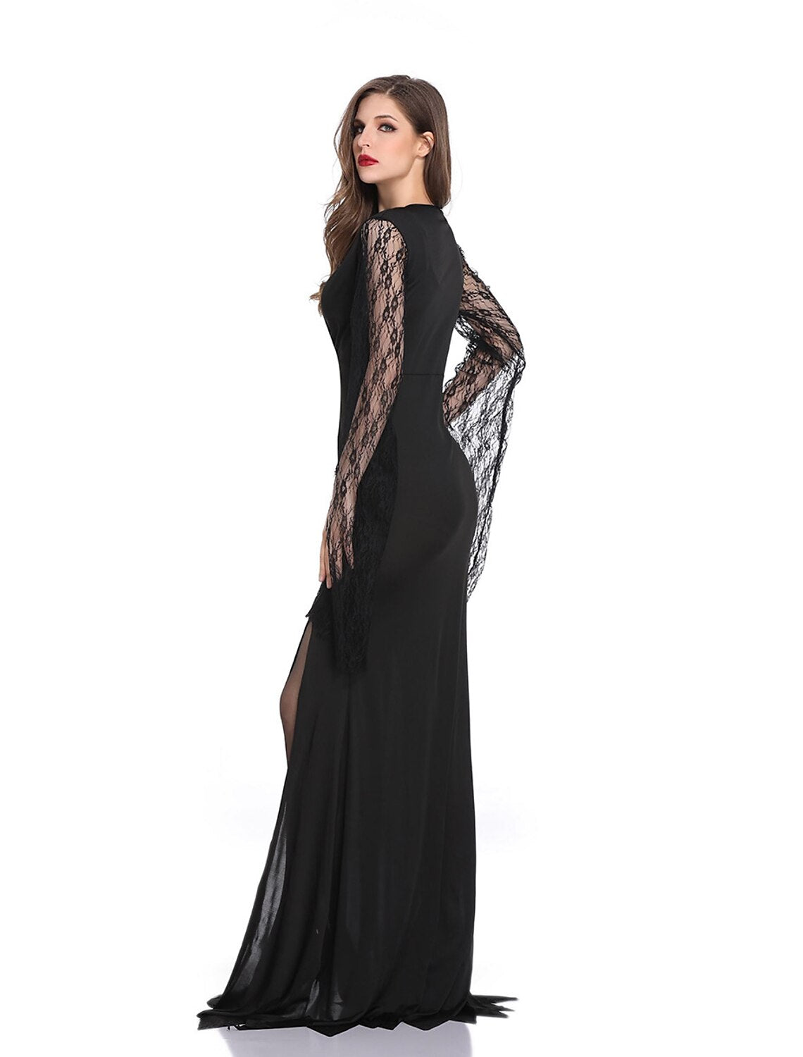 Addams family Witch Morticia Addams Walpurgis Night Dress Adults' Women's Punk & Gothic Party / Evening Easy Carnival Costume