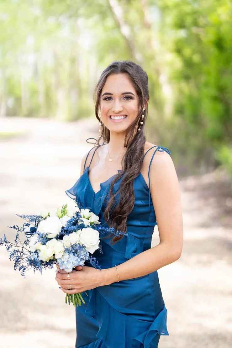 Tight lace up shoulder pink chiffon pleated layered long ball dress with slit