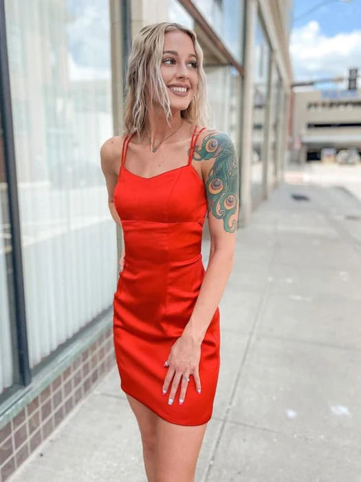 Mermaid Backless Red Short Prom Backless Red Homecoming Short Red Formal Evening