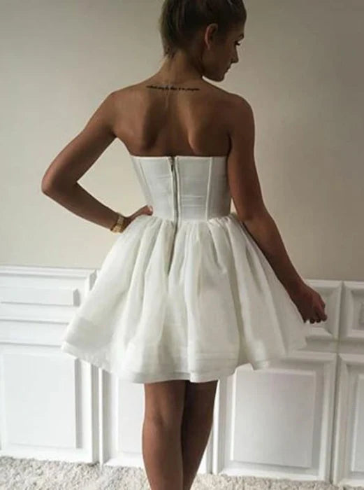 Mini Strapless Dresses Cute A-Line Sweetheart Ivory Short Homecoming/Cocktail Dress