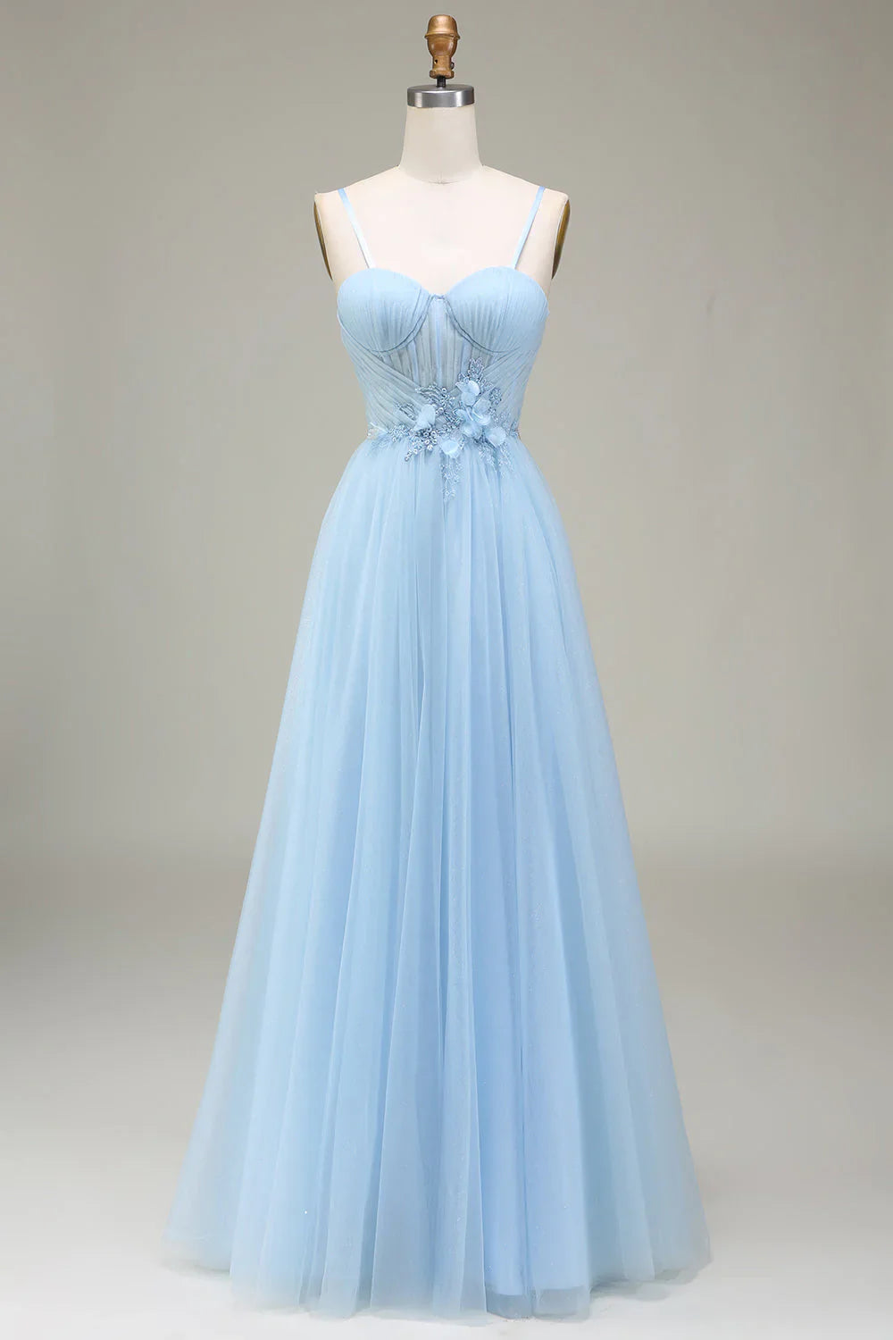 DingJiDress High Quality Dress Evening Dress Fantastic A-Line Sweetheart Spaghetti Strap Tulle Appliques Backless Long Prom Dress