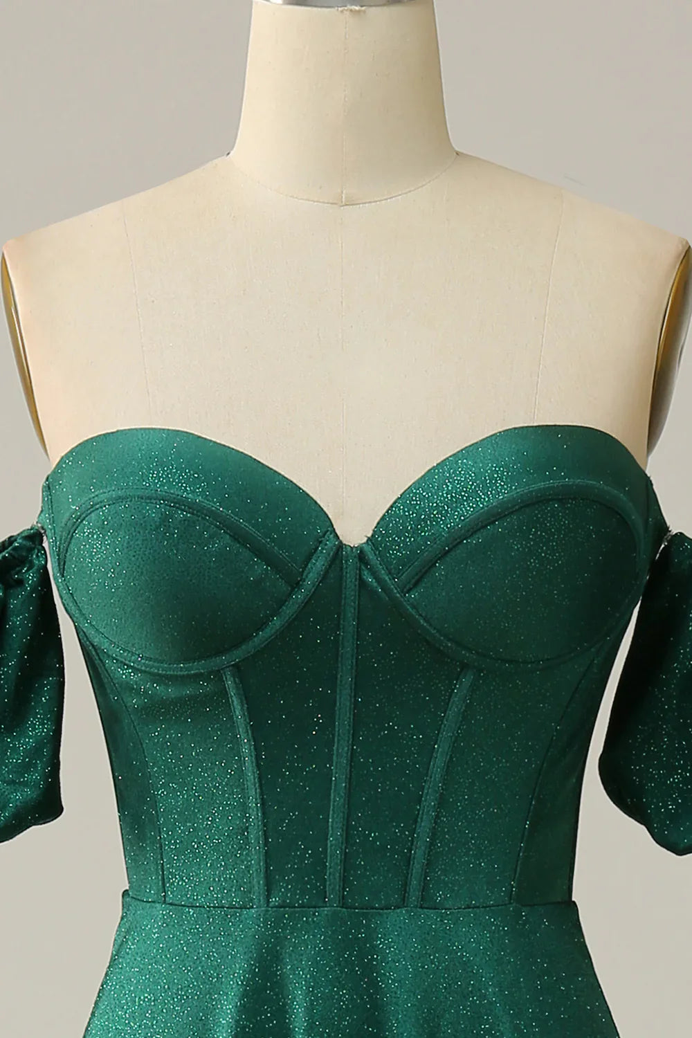 DingJiDress A Line Off the Shoulder Dark Green Long Prom Dress