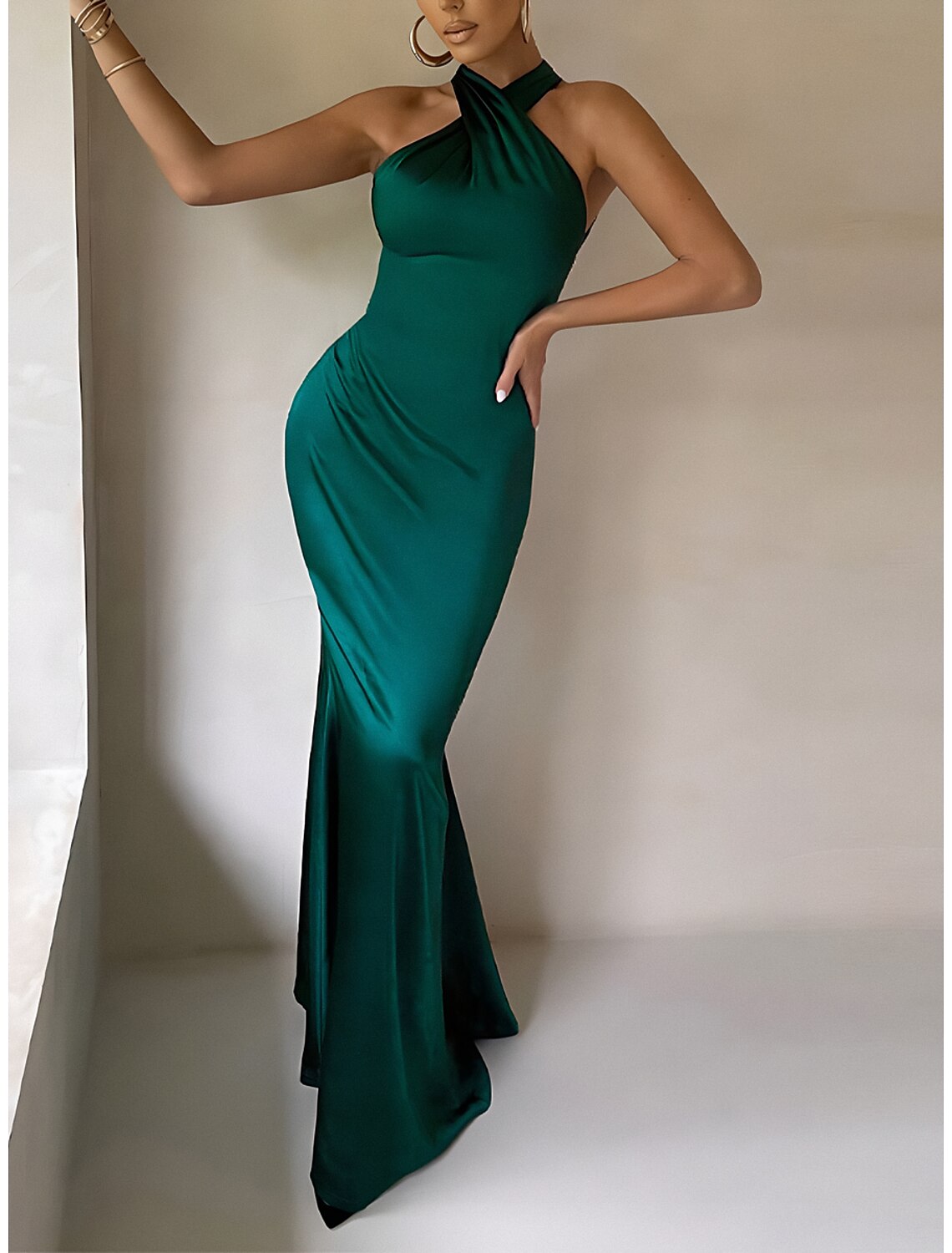 Women's Black Dress Party Dress Bodycon Backless Halter Neck Sleeveless Formal Special Occasion Stylish Black Brown Summer Spring