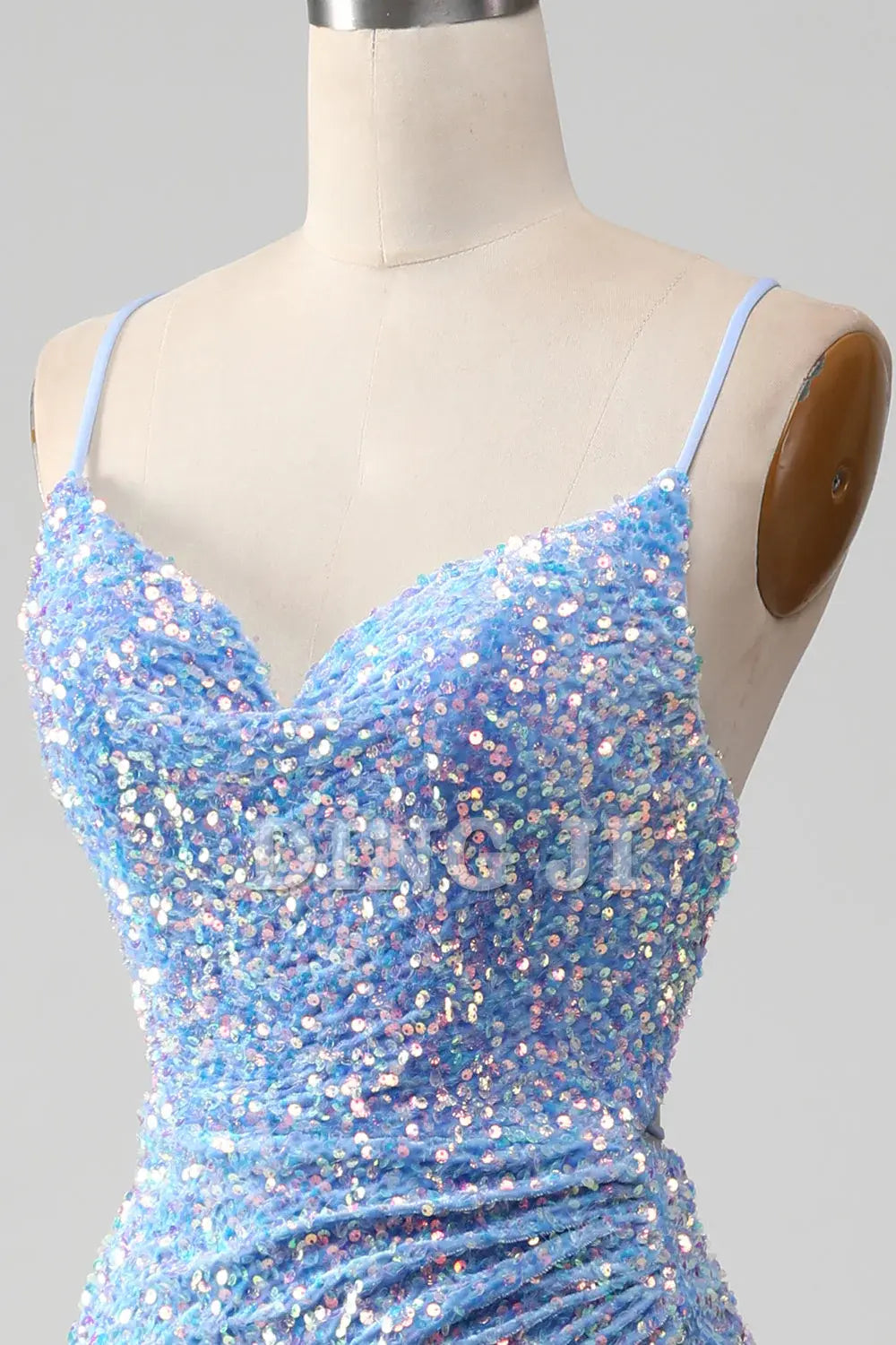 DingJiDress Prom Dress Mermaid Cultivate oneself Spaghetti Strap Side Fork Backless Sparkly Sequins Long Formal Women's Dresses Wedding Guests Dresses