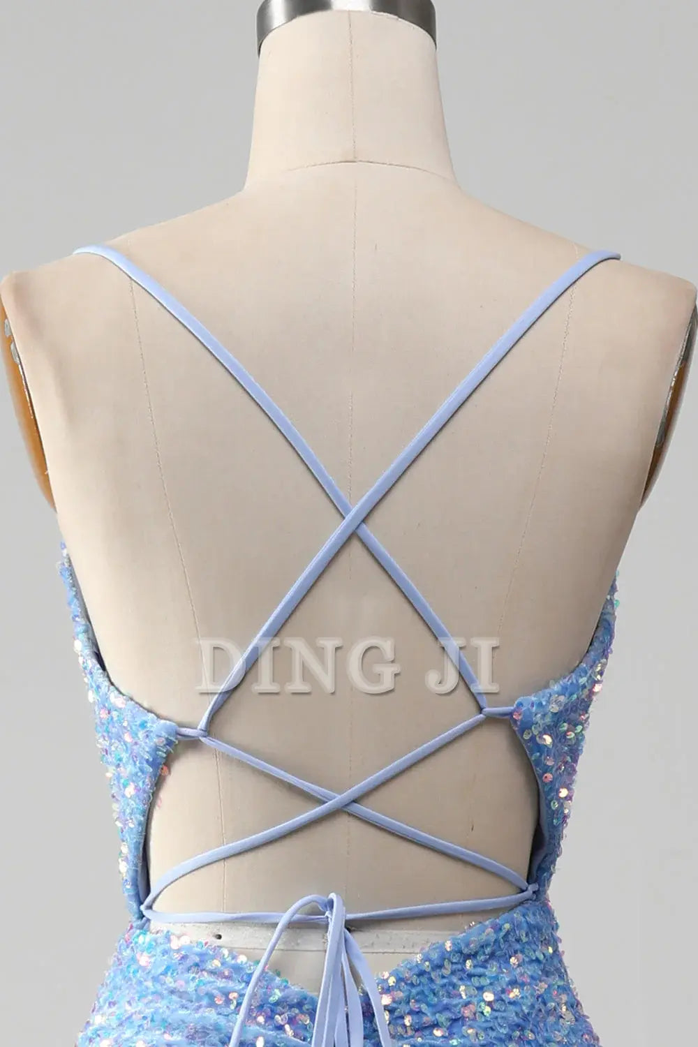 DingJiDress Prom Dress Mermaid Cultivate oneself Spaghetti Strap Side Fork Backless Sparkly Sequins Long Formal Women's Dresses Wedding Guests Dresses