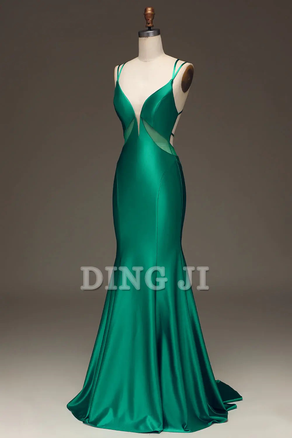 DingJiDress Prom Dress Mermaid Spaghetti Straps Deep V-Neck Lace-up Back Charming Long Formal Women's Dresses Wedding Guests Dresses