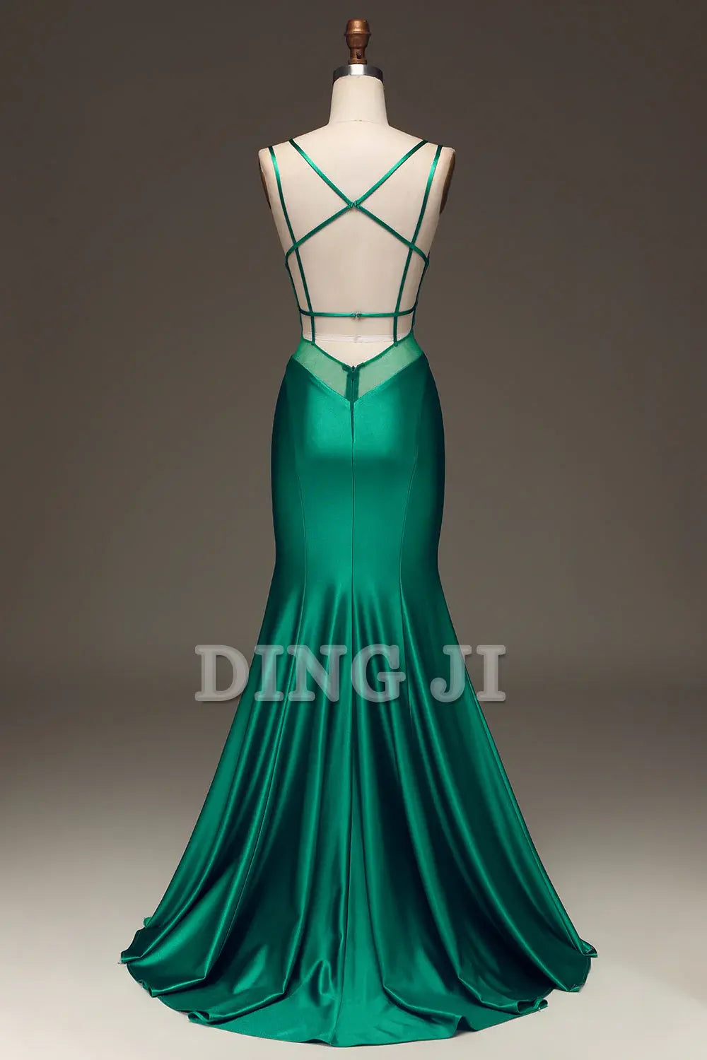 DingJiDress Prom Dress Mermaid Spaghetti Straps Deep V-Neck Lace-up Back Charming Long Formal Women's Dresses Wedding Guests Dresses