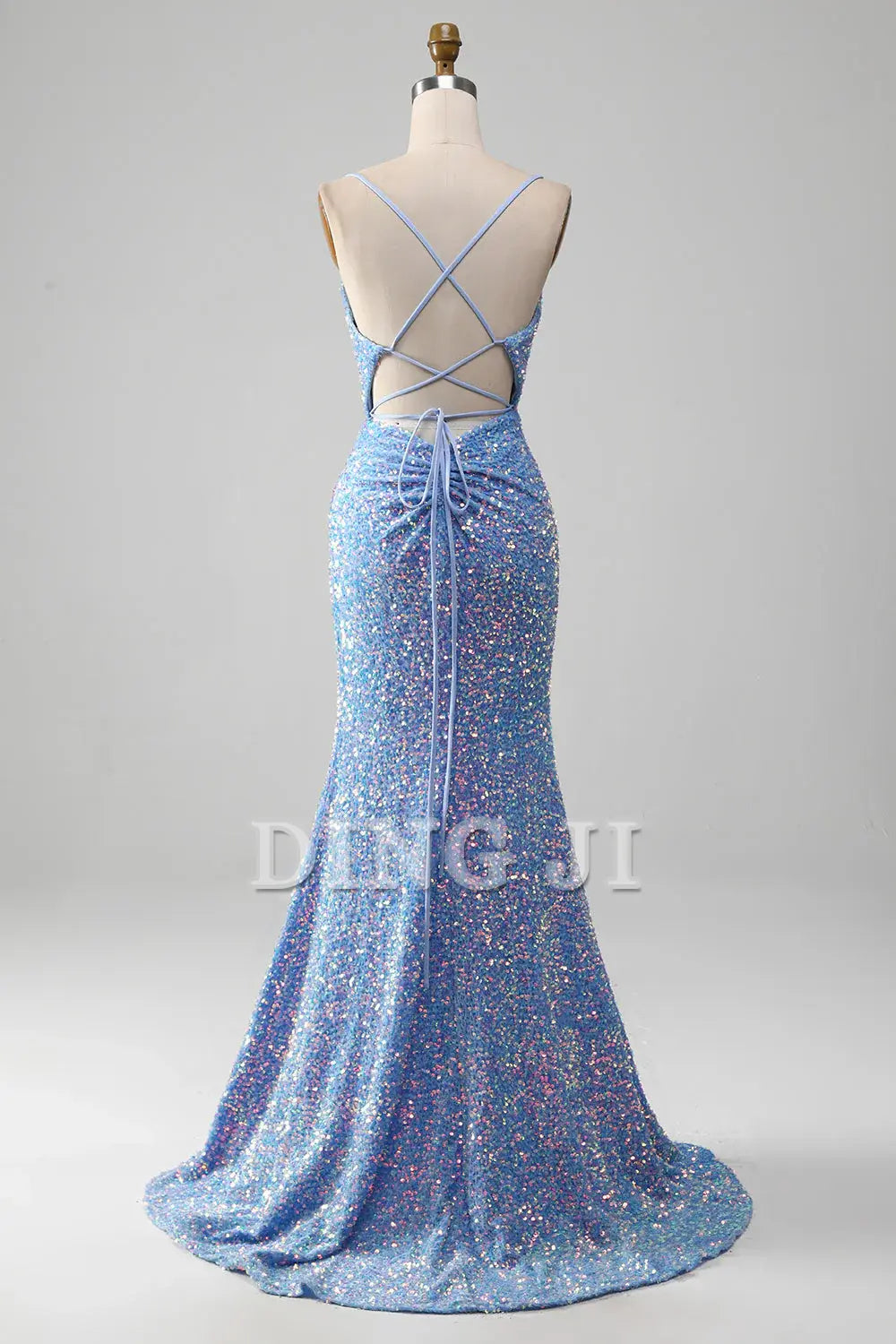DingJiDress Prom Dress Mermaid Cultivate oneself Spaghetti Strap Side Fork Backless Sparkly Sequins Long Formal Women's Dresses Wedding Guests Dresses