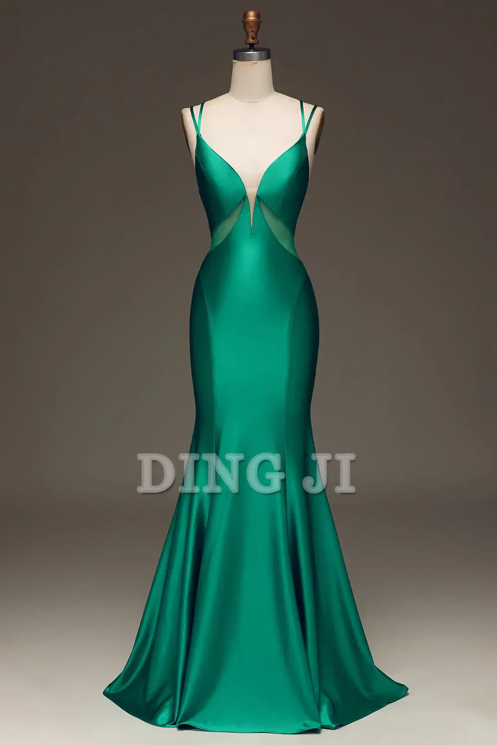 DingJiDress Prom Dress Mermaid Spaghetti Straps Deep V-Neck Lace-up Back Charming Long Formal Women's Dresses Wedding Guests Dresses