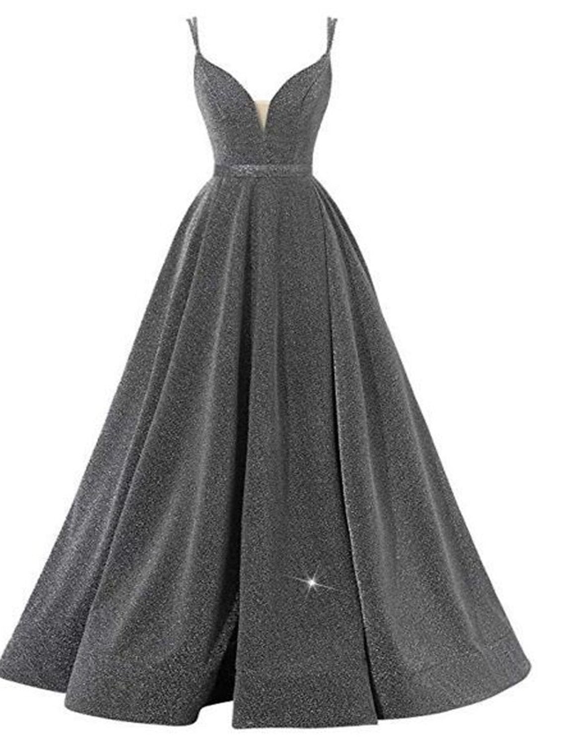 A-Line Prom Dresses Beautiful Back Dress Wedding Guest Formal Evening Floor Length Sleeveless Spaghetti Strap Sequined with Pleats Sequin Masquerade Dress