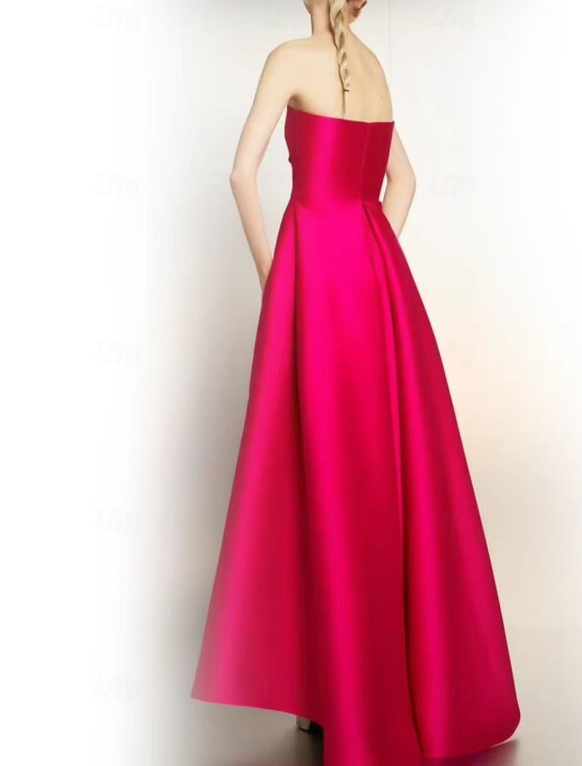 A-Line Sheath / Column Evening Gown Party Dress Evening Party Prom Floor Length Sleeveless Strapless Pocket Cotton Backless with Pocket