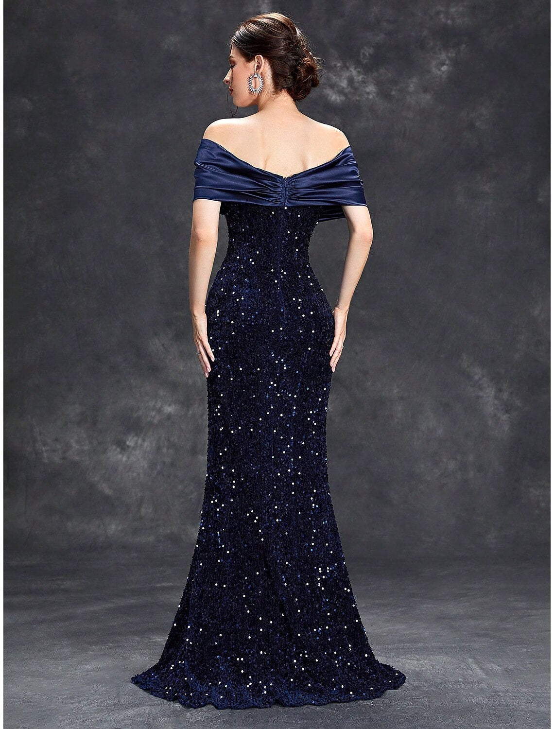 Mermaid Trumpet Evening Gown Party Dress Formal Evening Party Floor Length Sleeveless One Shoulder Satin with Glitter Bow